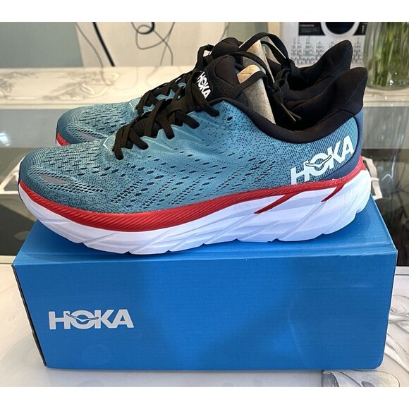 Hoka One One Clifton 8 Men’s 7 D Blue White Running Sneakers Athletic Shoes - Picture 4 of 7